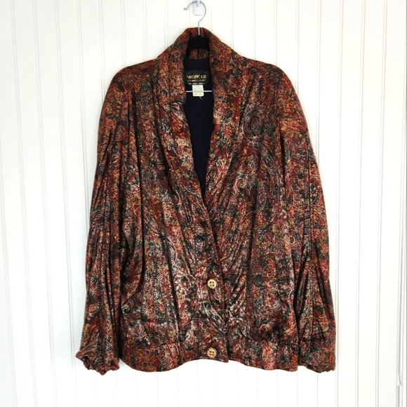 Vintage Pacific I.D. Floral Puffer Button Front Blazer Jacket OS - Picture 1 of 7